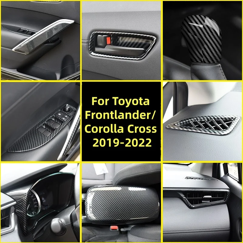 

Для Toyota FRONTLANDER Corolla Cross 2019-2025 углеродное волокно, переключатель подъема окна автомобиля, кнопка, панель, накладка, аксессуары