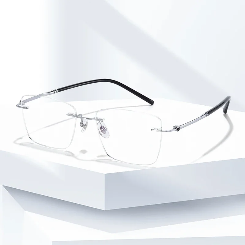 New Arrival Classic Pure Titanium Rimless Glasses Frame Men Optical Eyewear Simple Stylish Frameless Eyeglasses Comfortable 6085