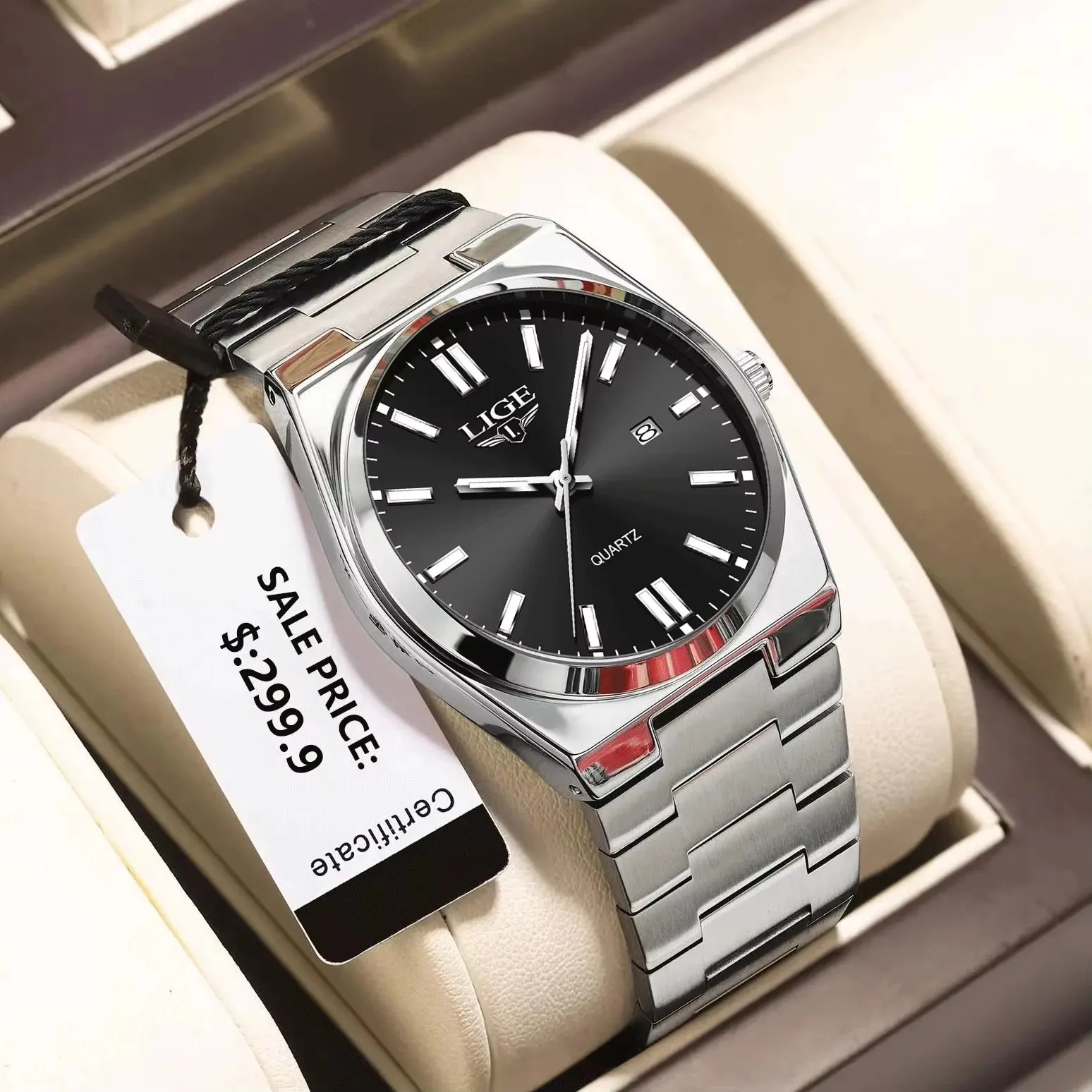 

LIGE мужские часы стальные спортивные модные оригинальные кварцевые часы для мужчин водостойкие светящиеся дата Reloj Hombre + коробка