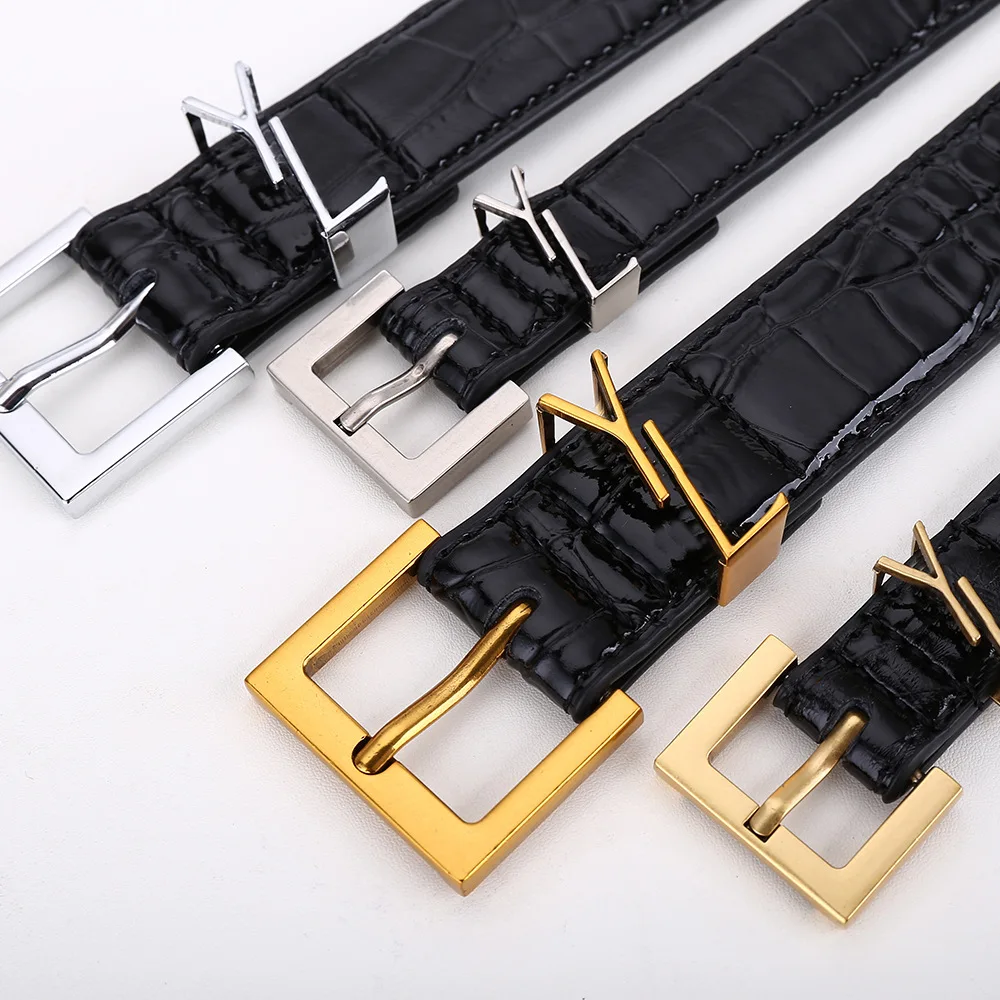 Minimalist and Fashionable Women's Belt Genuine Leather with Gold Needle Buckle Versatile Jeans Fashion Decoration Designer Belt