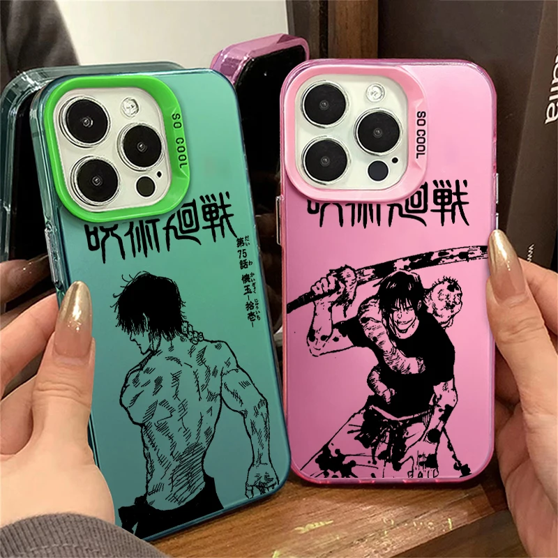 Jujutsu Kaisen Fushiguro Toji per iPhone 15 14 13 12 11 Pro Max XS Max X XR 7 8 Plus 6S custodia per telefono argento colorato moda