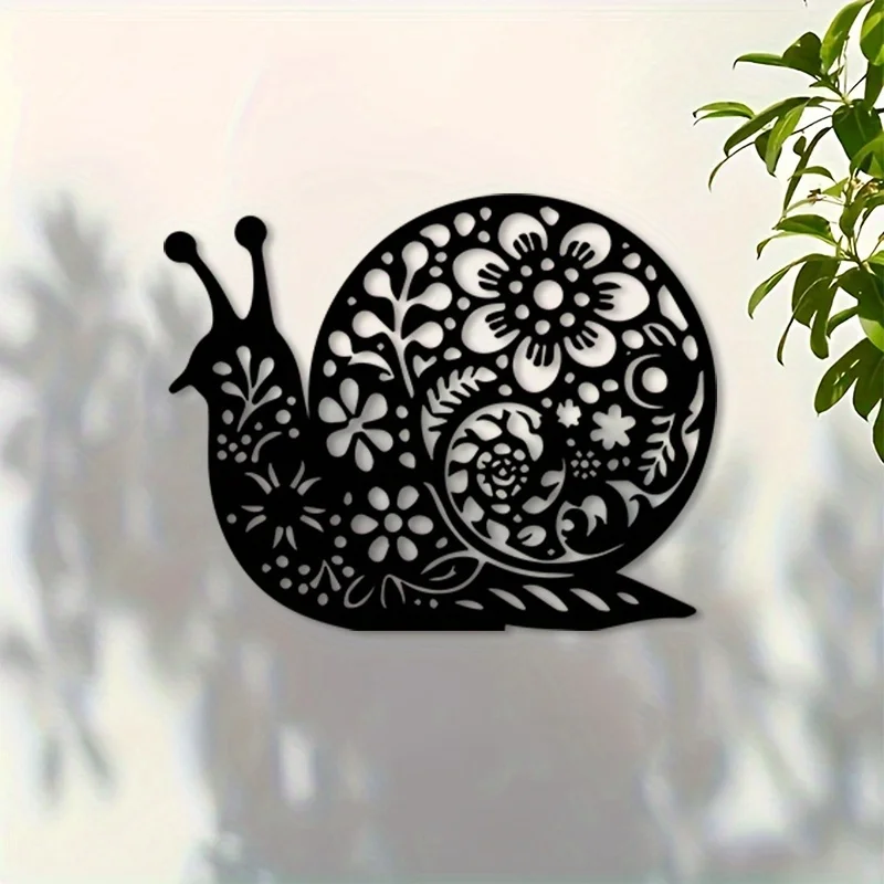 CIFBUY Snail Flower Metal Wall Art Iron Sculpture Mural Plaque for Living Room Contemporary Farmhouse Animal Themed Home Decor