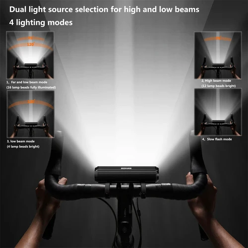 Imagen 2 del producto SHIZIWANGRI Juego de luces de bicicleta de aleación de alto brillo 6000 LM 10000mAh luces de ciclismo IPX5 impermeable MTB BMX faro de bicicleta de carretera