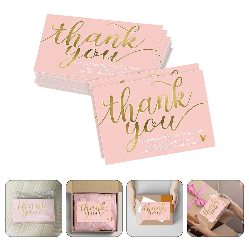 

50Pcs Thank You Cards Small Business Elegant Design Material Blank Back for Packaging and Promotions Thank You Card