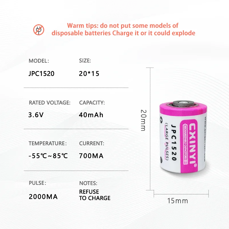 CXINYI JPC1520 Add 51005 Plug 3.6V Rechargeable Lithium Battery Water Meter ETC Flow Meter Composite Pulse Super Capacitor