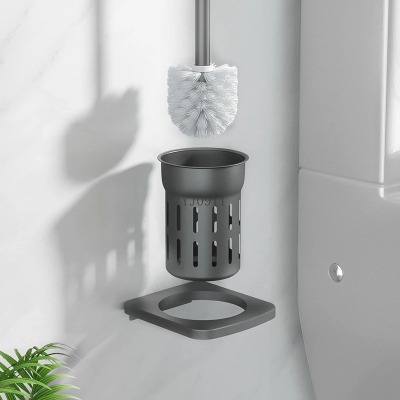 مجموعة فرش المرحاض المصنوعة من الألومنيوم للمساحة، فرشاة تنظيف منزلية بدون أطراف ميتة مثبتة على الحائط بدون ثقب #6
