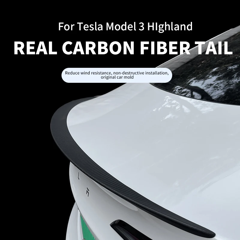 For Tesla Model 3 Highlander 2024 Spoiler Carbon Fiber Rear Trunk Wings 2023 2022 2021-2017 Model 3 Auto Accessories