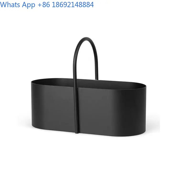 Creative Handle Storage Basket for Home Hotel Living Room Iron Storage Tray with Handles Desktop Organizer