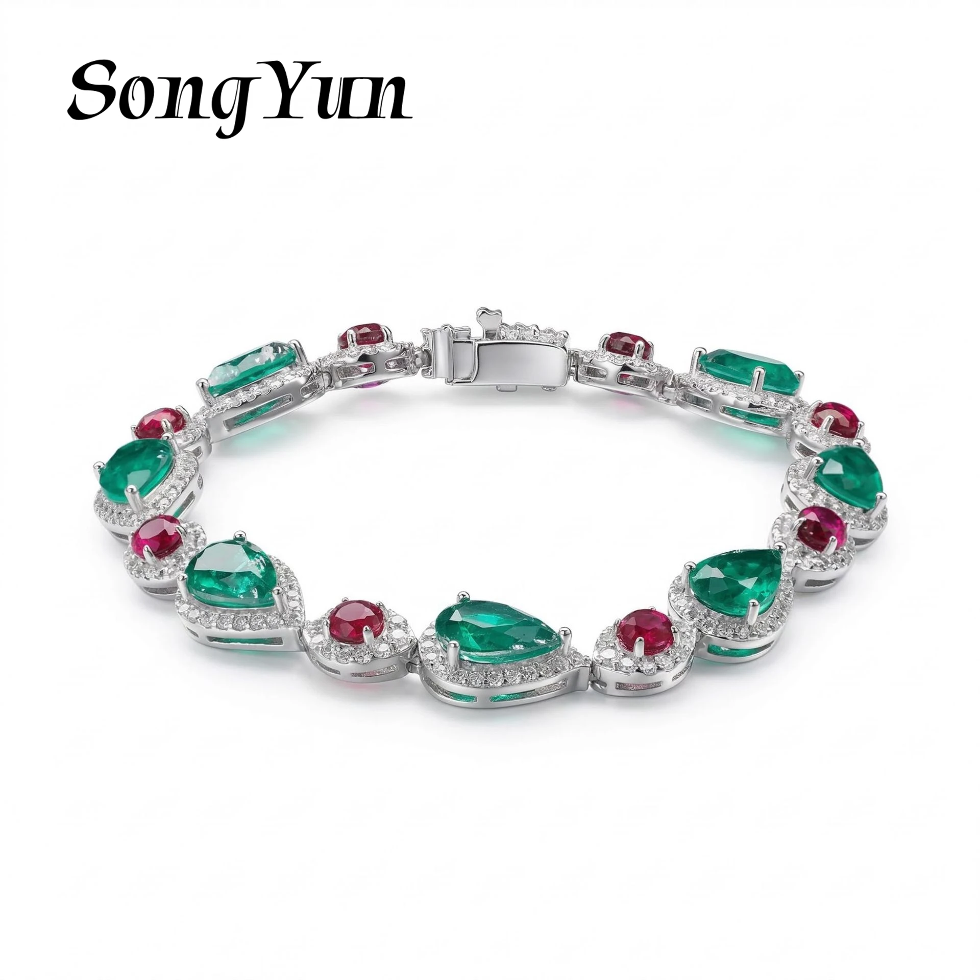 SongYun Jewelry 925 Sterling Silver Bangle 5A CZ Gemstones High Carbon Diamond Luxury 925 Sterling Silver Bangle Accessories
