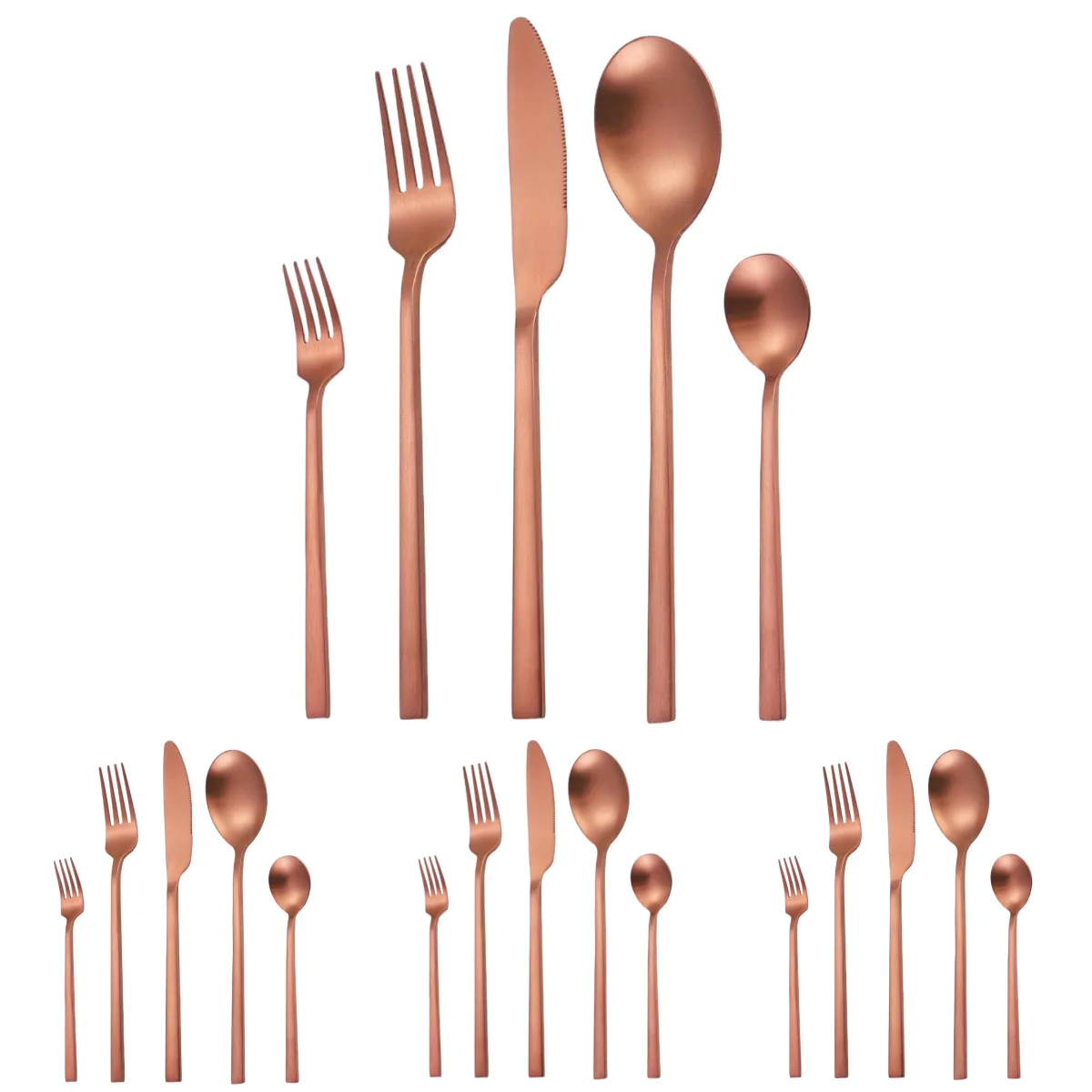 

A·HOUSEWARE Rose Gold Matte Silverware Set for 4, 20 Piece Forged Flatware Steel Tableware Eating Utensil Satin Finish Cutlery