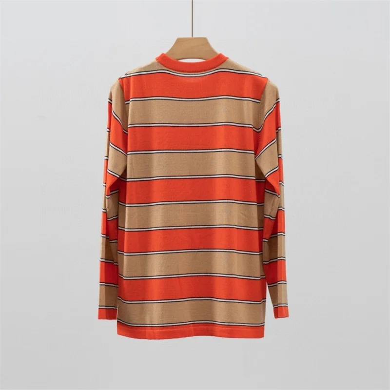 round neck T-shirt M375992 Red Colour Women Embroidery T Shit Letter Clothing Summer stripe design Streetwear Elegant Knit 24ss