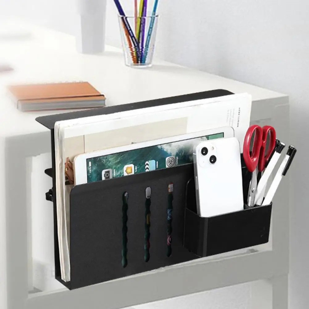 Desk Side Hanging Rack Clamp-on Desk Shelf Tablet Computer Storage Organizer Desk Hanging Vertical Laptop Stand Tray