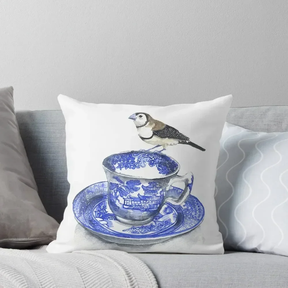 High Tea Double Barred Finch Throw Pillow Pillows Aesthetic Christmas Pillowcase Pillow Decor pillow