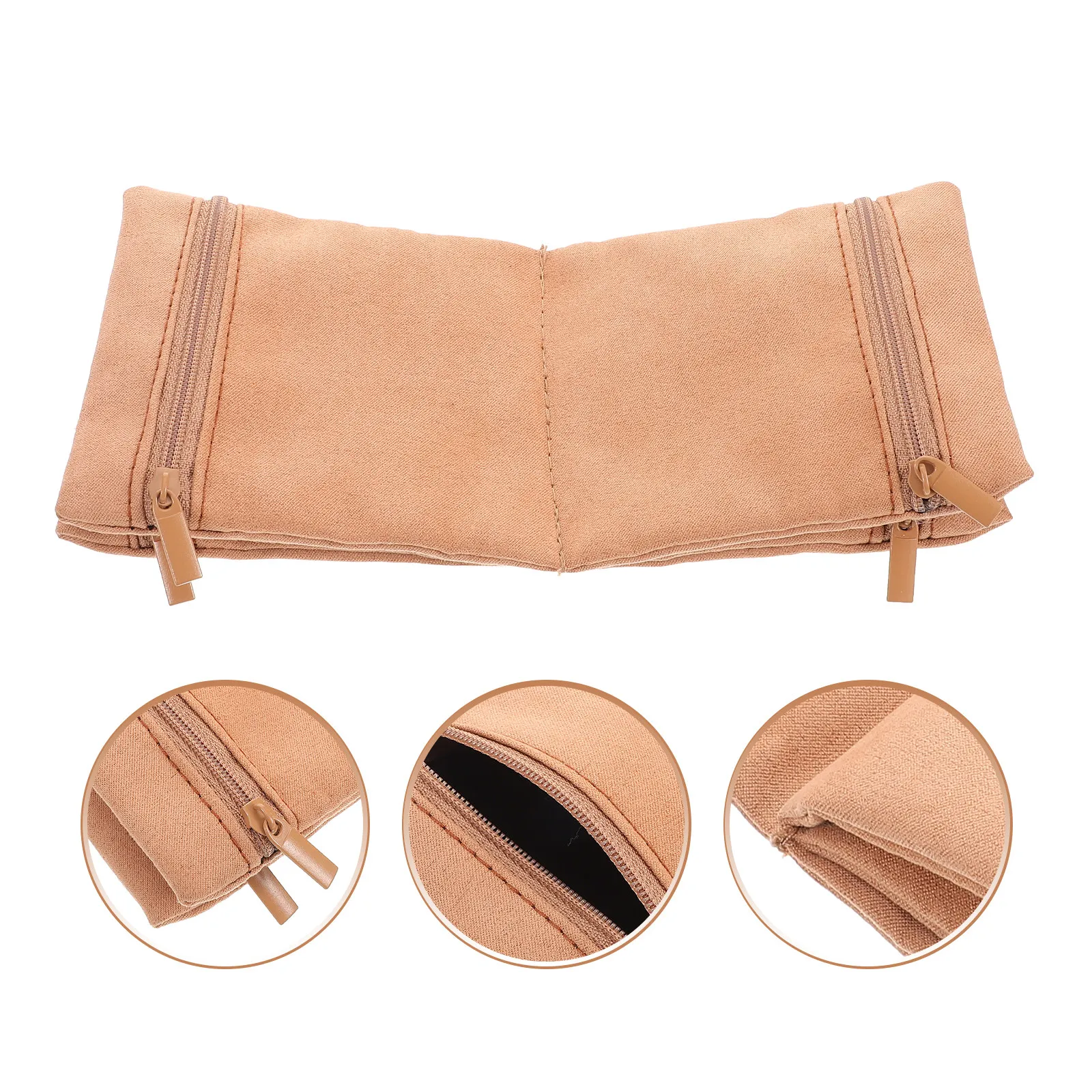 

Foldable Jewelry Pouch with Zipper Multi-Compartment Travel Case Lightweight Anti-Scratch Fabric for Women Girls Accessories