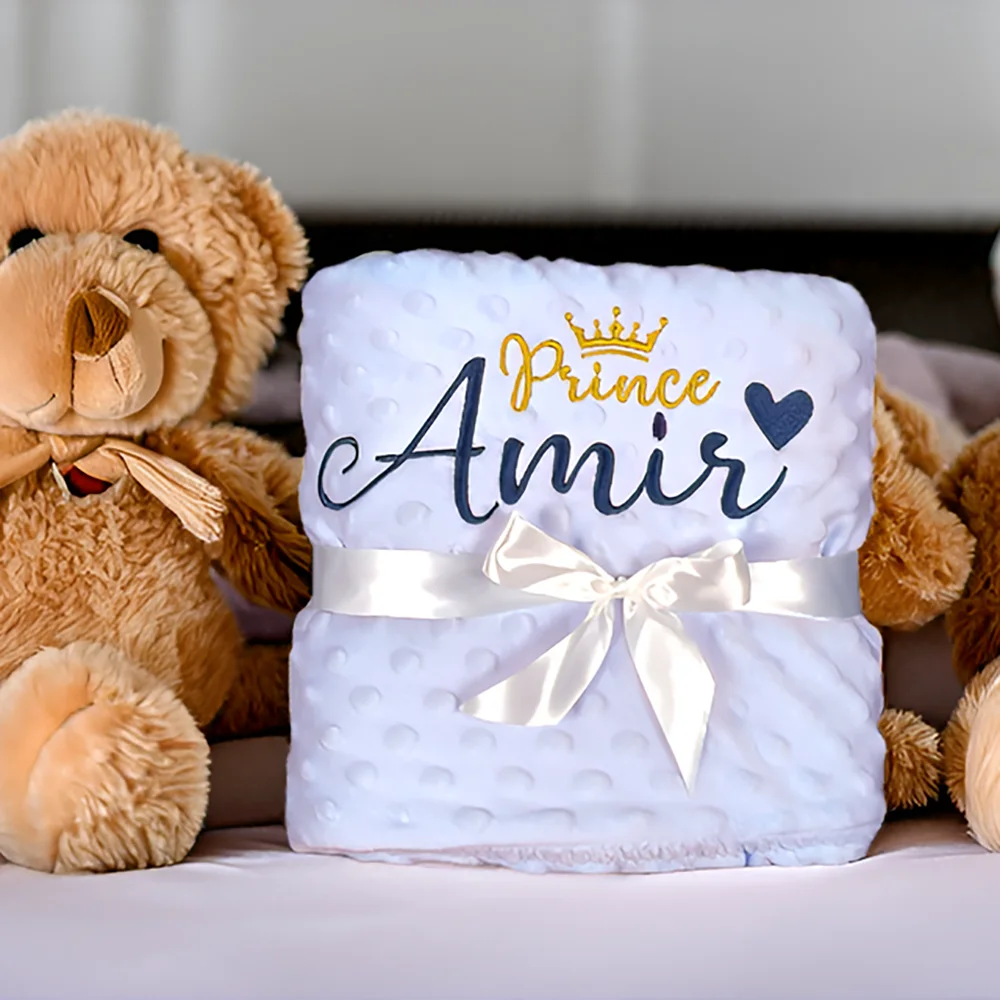 

Name Personalized Newborn Baby Minky Fleece Baby Blanket Swaddle Wrap Custom Toddler Crib Stroller Sleep Cover Birthday Gift