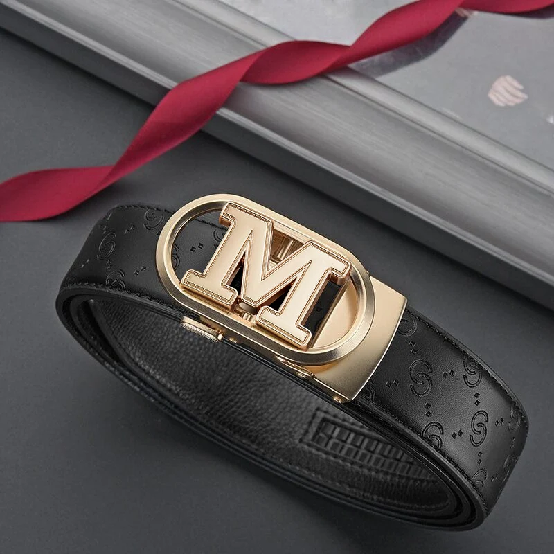 

Модный дизайн, высококачественный мужской ремень с пряжкой из сплава, кожаный автоматический ремень, регулируемый ремень с храповым механизмом для мужчин