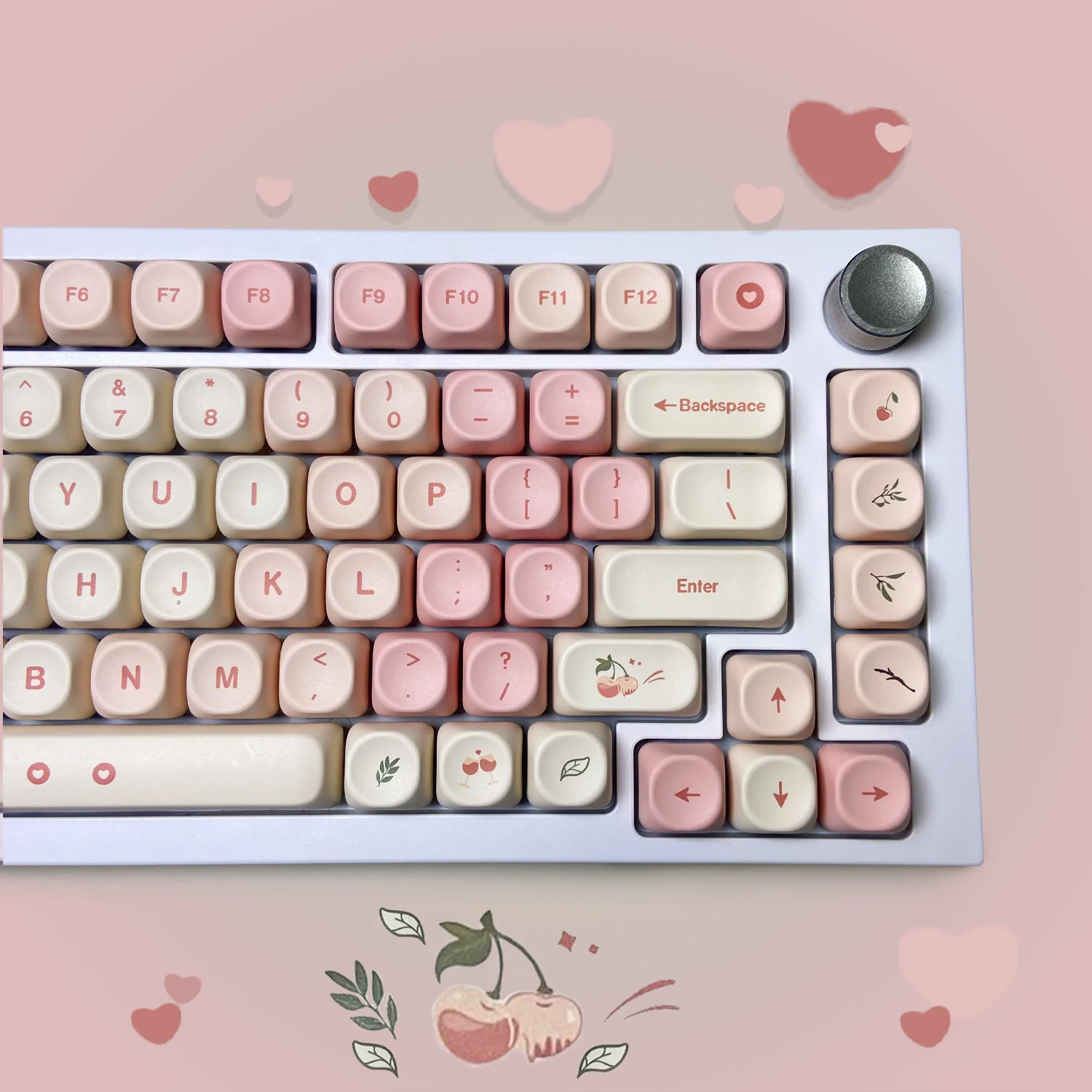 Cherry Pink Keycaps MOA Profile for Alice Layout 142 Keys Set Premium Single-Sided Dye-Sub PBT Keycap for Mechanical Keyboard