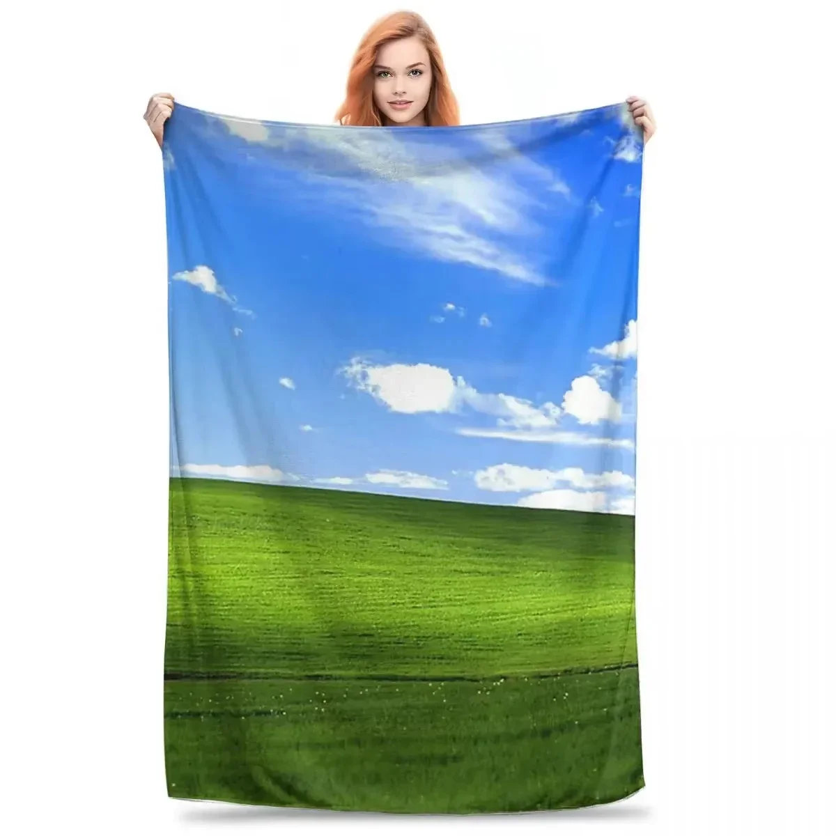 Windows XP Wallpaper Flannel printed blanket suitable for all seasons suitable for living room office sofa and travel 180x250CM