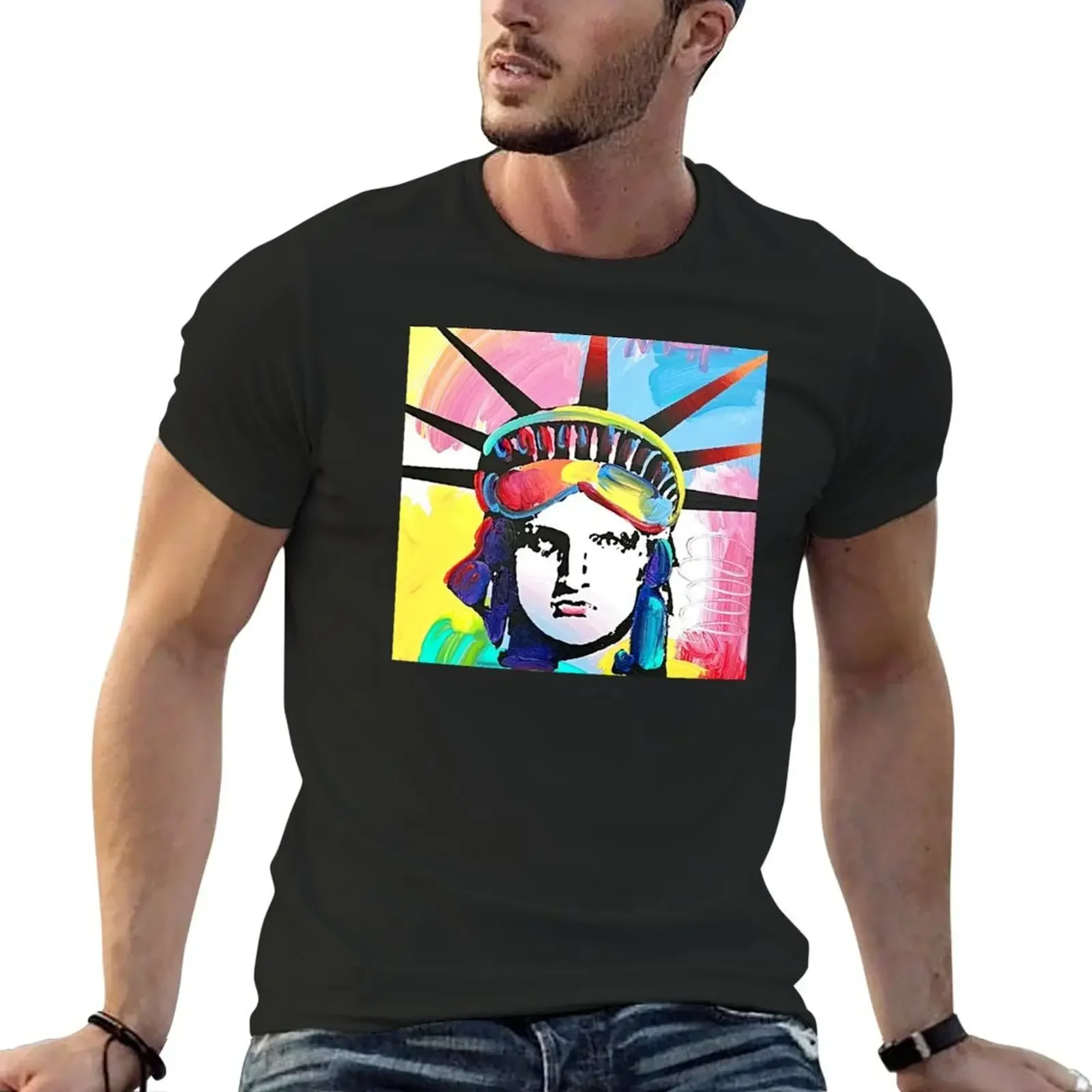 Peter Max Liberty Head T-Shirt plus size clothes oversizeds vintage outfits for men