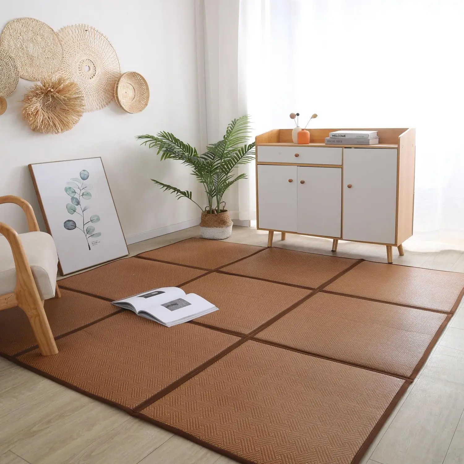 Summer Summer Mat Dormitory Student Single Person Mat Foldable Japanese Style Floor Mat No Wash Tatami Rice Rattan Mat Floor Mat