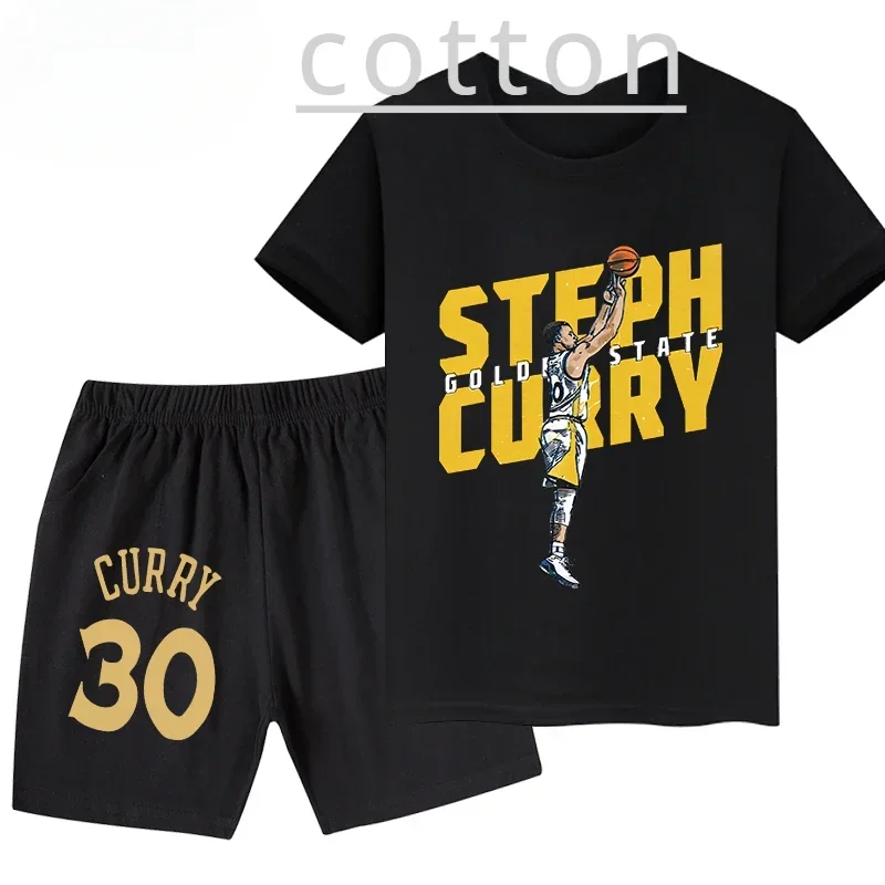 Stephen Curry Print Children Clothes Summer Kid\'s Cotton T-shirt Shorts Suit Short-sleeved Sport 2-piece Baby Set Boy Girl