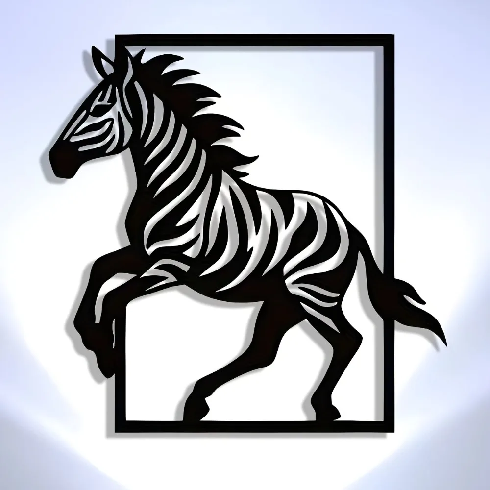 

2D Металлическая настенная декоративная табличка с изображением бегущей зебры, железная фигурка животного для декора гостиной и офиса