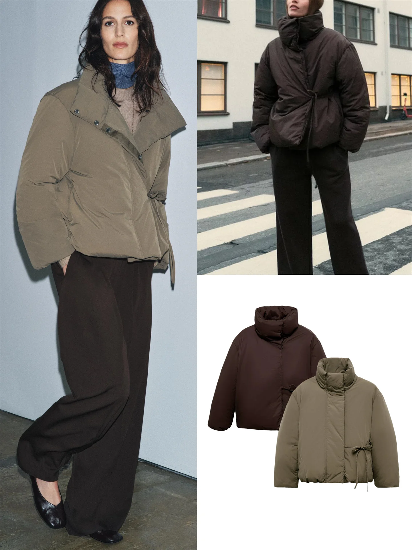 Winter New Faion Women's Casual Long Sve Stand Collar Belted Warm Cotton Bread Coat Outerwear Straight Cut Regular Thi...