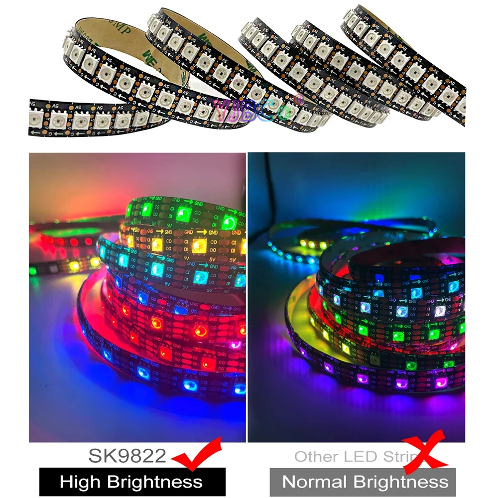 Bande lumineuse RGB Led SK9822, 30/60/144 diodes/m, données similaires APA102 et horloge adressables individuellement, IP30 65 67 DC5V