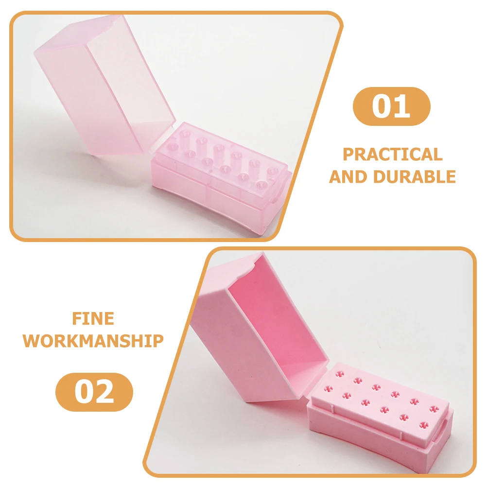 

2pcs Nail Grinding Head Storage Box Durable Lightweight Polishing Organizer Nail Art Tools Drill Bits Display