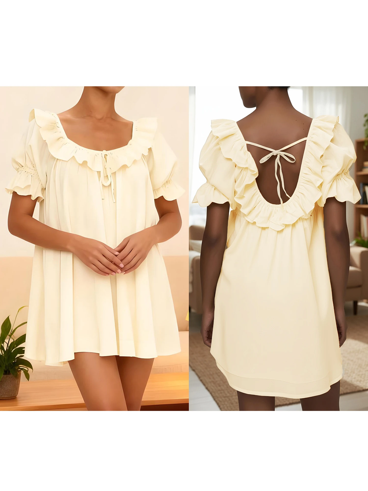 Vestido de maternidad elegante con cintura imperio y detalle de encaje floral Vestido de embarazo hasta la rodilla de manga corta con cuello en V