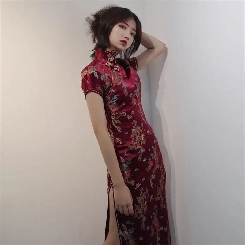 

Chinese Style Qipao Sexy Women Plus Size Cheongsam Vintage Classic Chinese Dress Dragon And Phoenix Long Vestidos 4XL 5XL 6XL