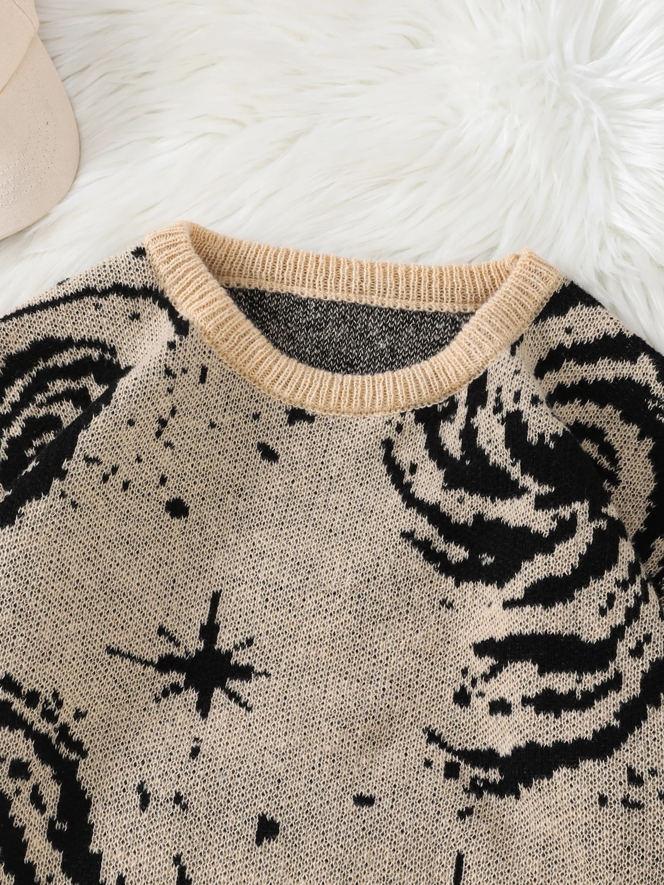 New Trendy Street Style Ripped Abstract Starry Sky Pattern Pullover Ripped Sweater Casual Crew Neck Knitted Men's Pullover