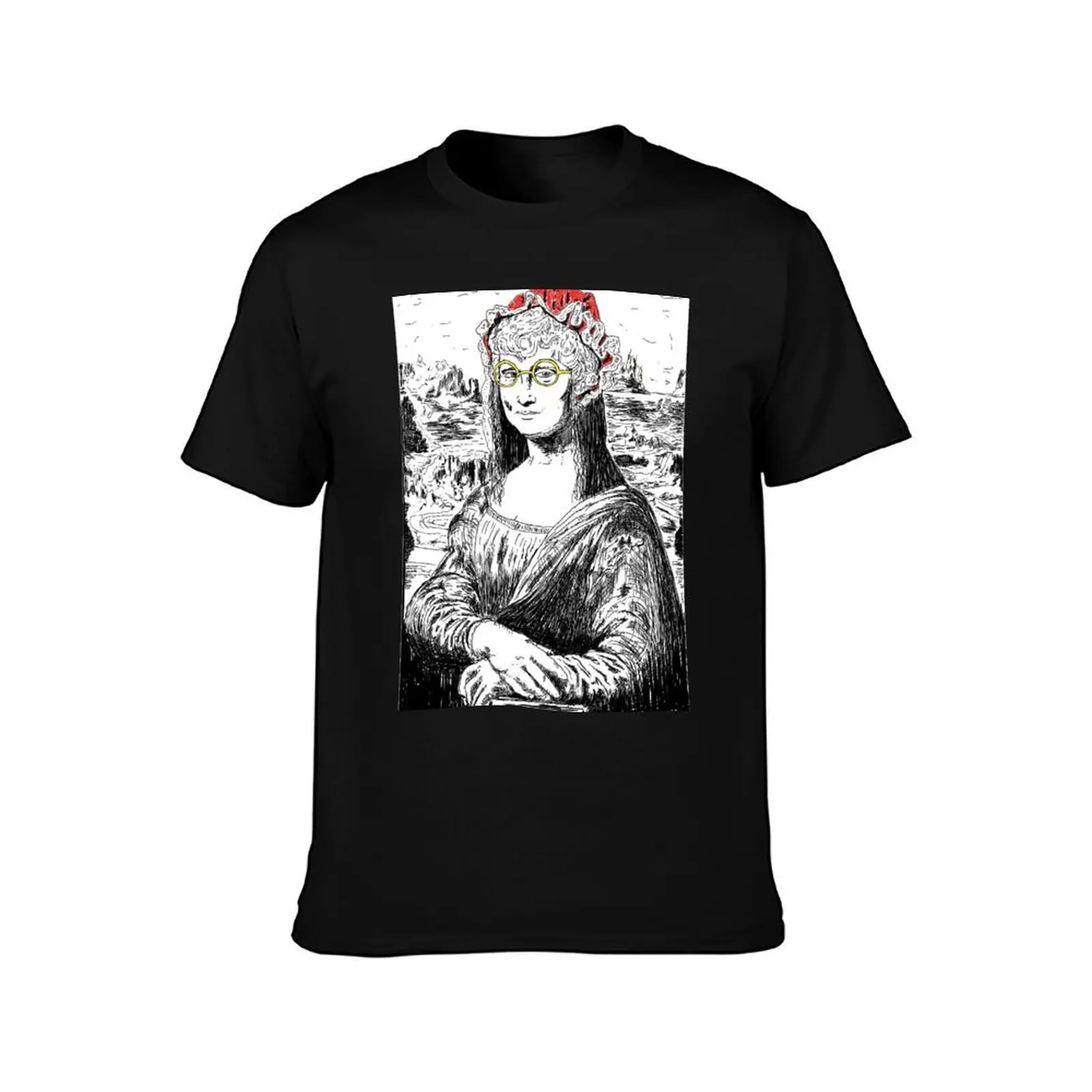 Mona Lisa Mrs Claus T-Shirt Worker Basic Short Sleeve Tee T-Shirt