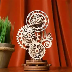 Mechanical wooden 3D puzzle Model Steampunk Clock Construction Set