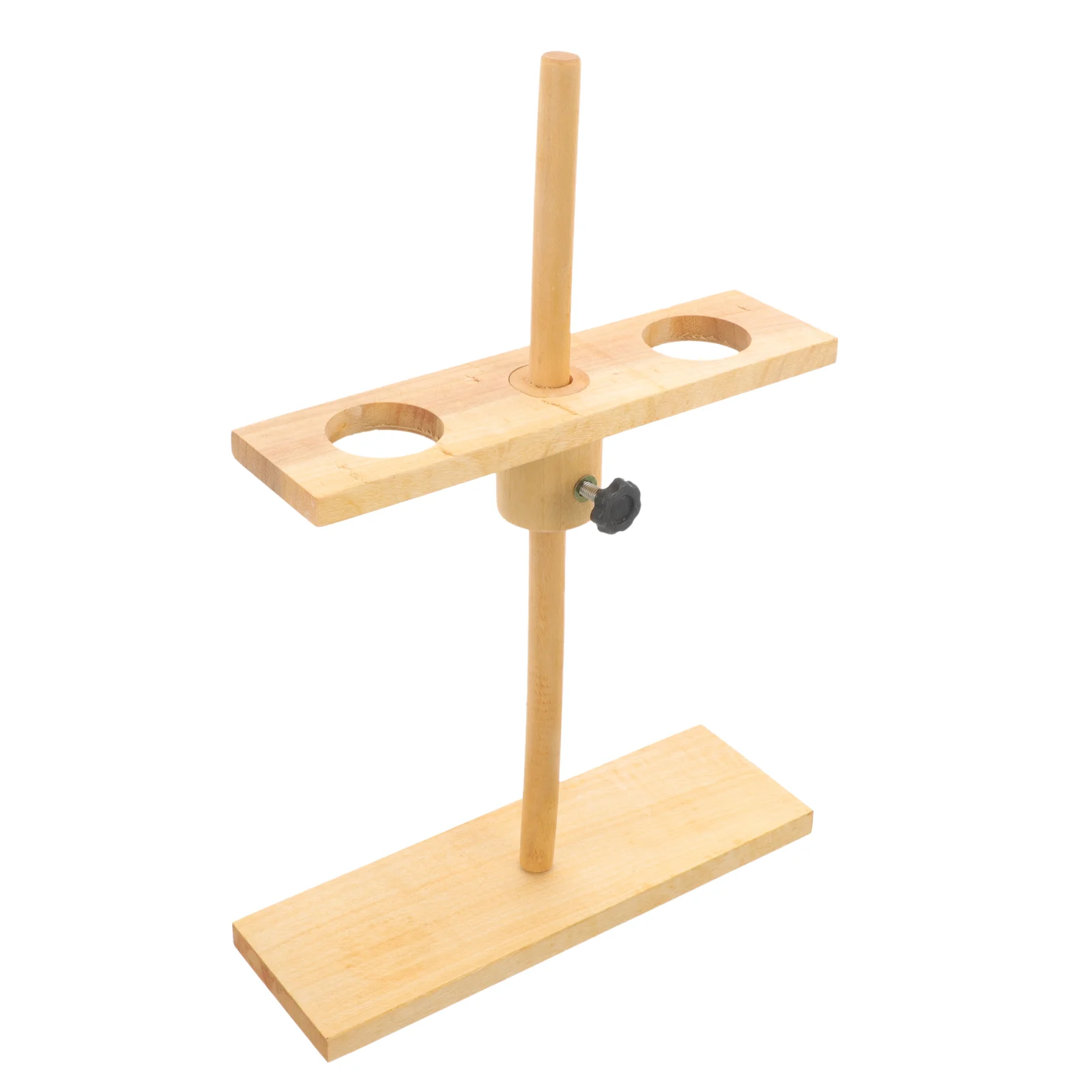 Wooden Funnel Stand 2 Hole Adjustable Height Laboratory Support Rack for Experiment Holder Stable Structure Safety Ensured