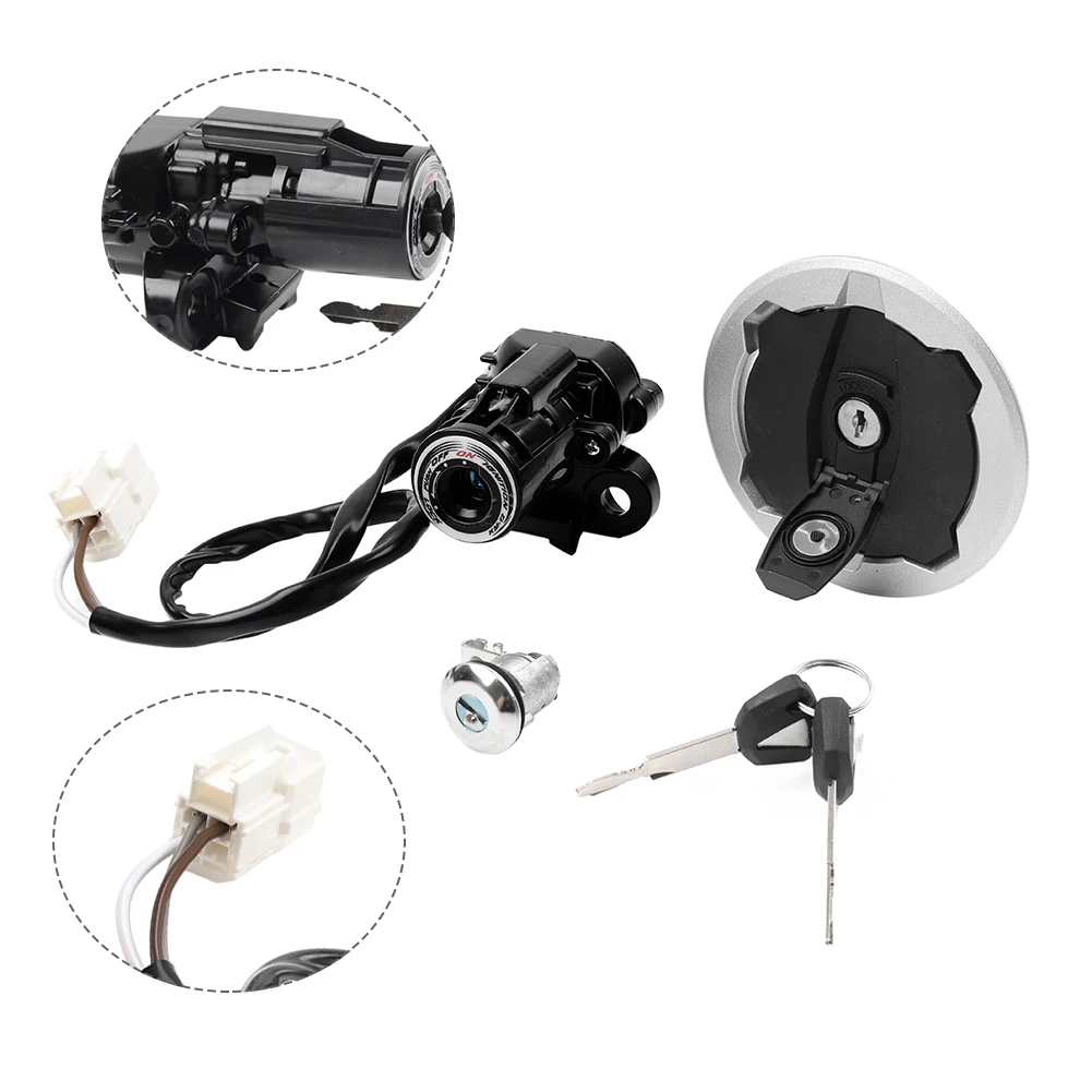 Motorcycle Ignition Switch Lock Fuel Gas Cap Key Set For Kawasaki Ninja 400 Z400 2018-2023