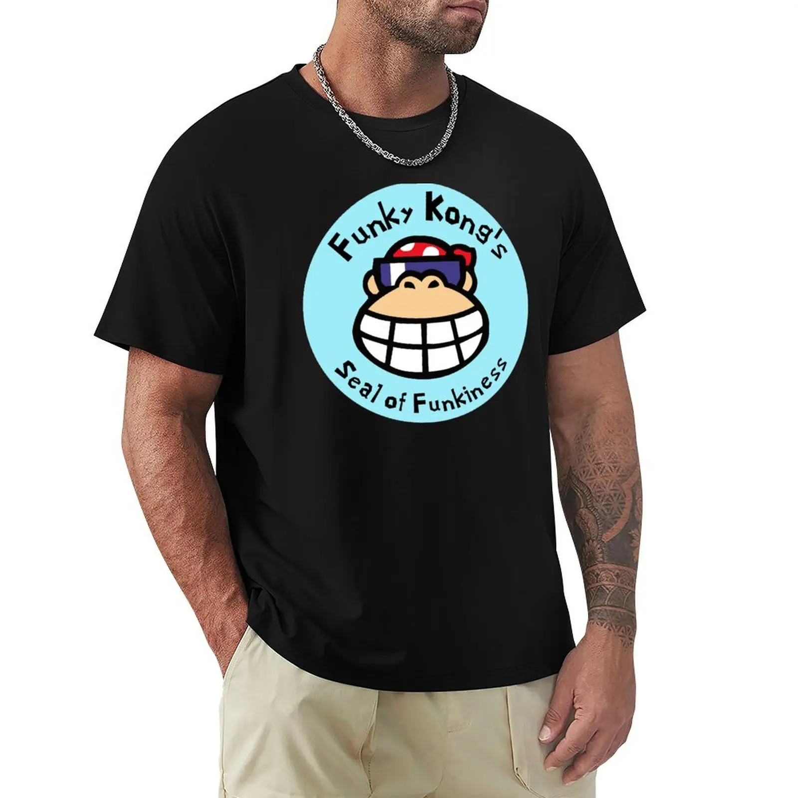 Funky Kong's Seal of Mischief T-Shirt Large Size Casual Short Sleeve Top