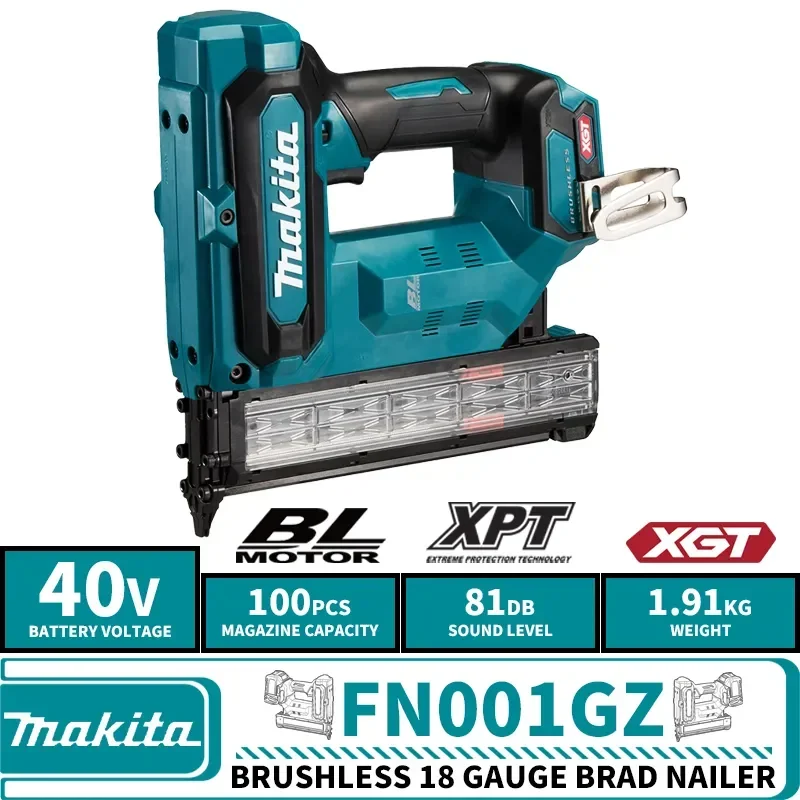 Makita FN001GZ 40V MAX XGT 18 Gauge Brad Nailer Carpentry Decoration Finish Nail Gun Bare Machine