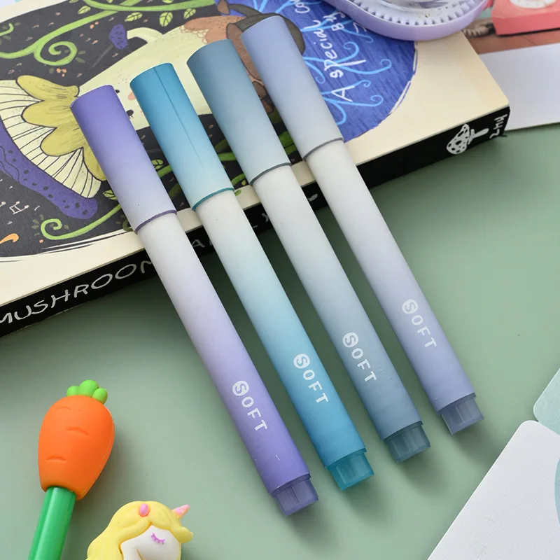 4PCS/Set Kawaii Highlighters Colores Key Markers School Stationary Oblique Head High Capacity Student Supplies for Girl Gifts