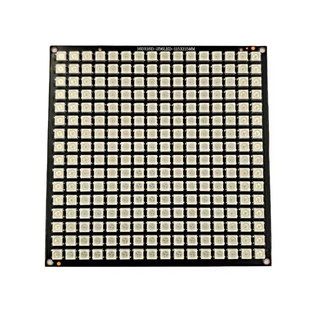 16x16 WS2812 LED Matrix Module, 256 RGB Pixels, Full Color Changing Light Board, DC4.5-5.4V, DIY Decoration Display Screen