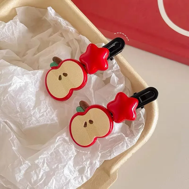 2/4 قطعة مشبك شعر الفتيات الكرتون أبل ستار منقار البط مشبك شعر لطيف الجبين رئيس الجانب الانفجارات دبوس الشعر الأطفال غطاء الرأس #6