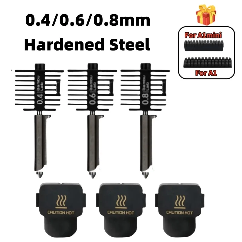 Original Hotend Kit for Bambu Lab A1/A1 Mini Fast Speed Hot End Assembly 0.2/0.4/0.6/0.8mm Hardened Steel Nozzle 3D Printer Part