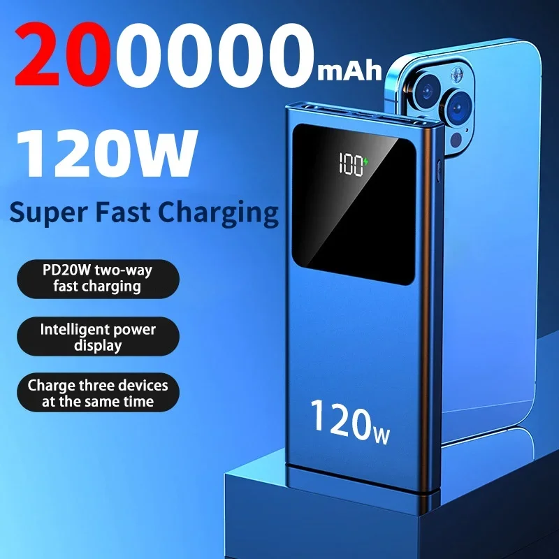 200000mAh Large Capacity Power Bank Fast Charging Portable Fully Compatible For IPhone Huawei Xiaomi Sansung