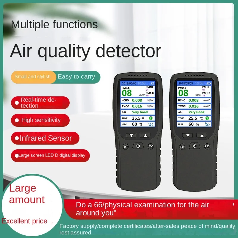 

New handheld household dust pm2.5 TVOC formaldehyde detector particle counter electrochemical sensor air detector