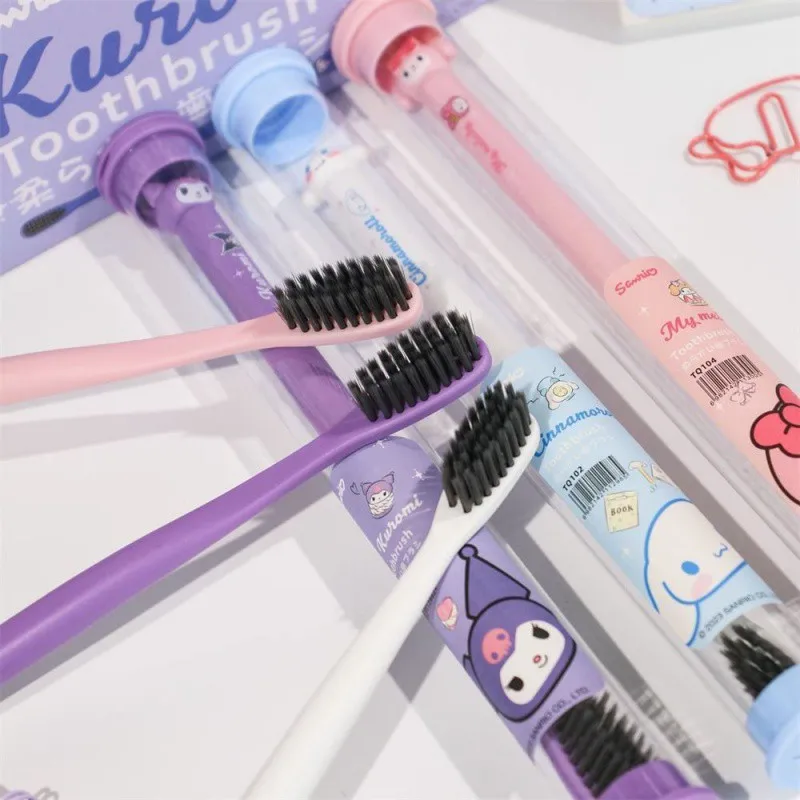 Kawaii Sanrio Toothbrush Cartoon Cinnamoroll Kuromi Student Adult Household Tooth Brush Sets Soft Toothbrushes Dental Oral Care