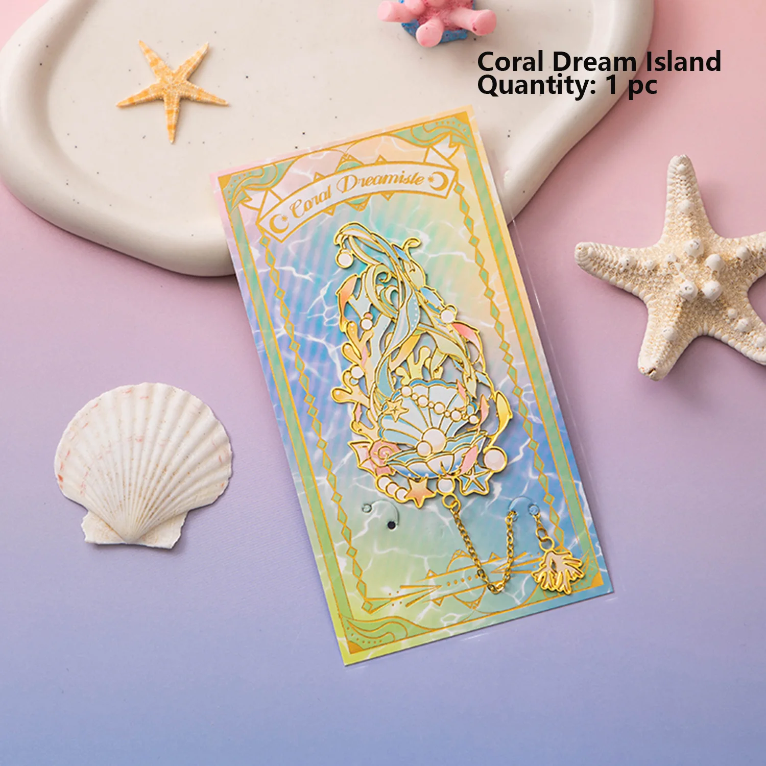 1Pc Zeedieren Metalen Bladwijzers met Ketting Kwastje Holle Geschenken Roestvrij Planner Accessoires Shell Zeester Ontwerp Bladwijzer