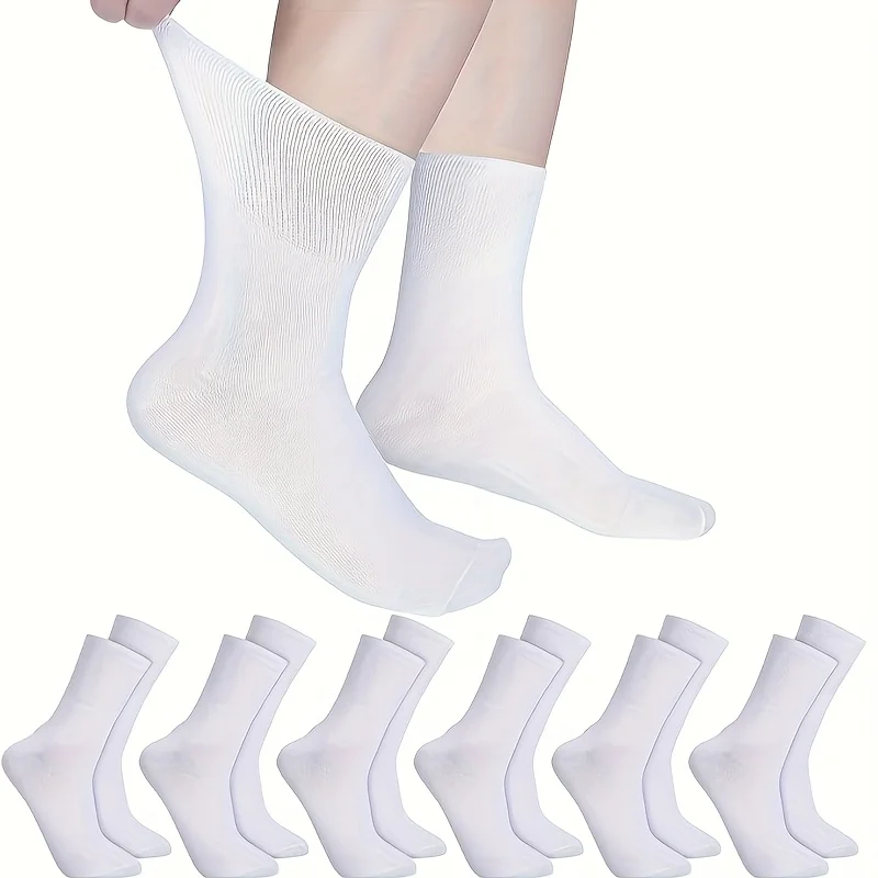 6 Pairs of Socks for Men and Women, Without Elastic Waistband, Comfortable Wide Cotton Diabetic Socks
