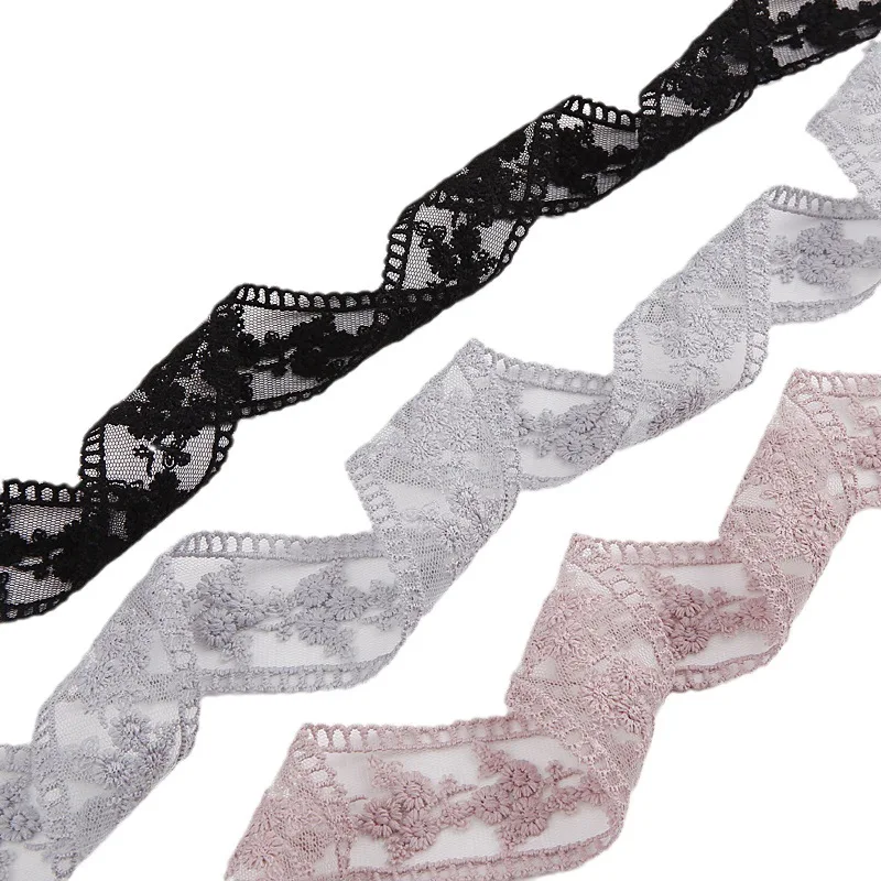 10 Yards 40MM Black White Embroidery Flowers Lace Edge Ribbons Hair Bows DIY Crafts Handmade Accessories Home Decoration