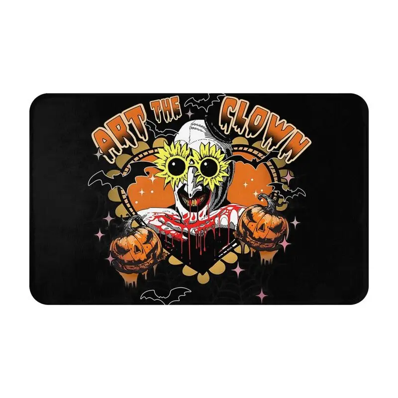 Custom Clown Happy Holliday Halloween Terrifiers Doormat Anti-Slip Bathroom Kitchen Mat Toilet Door Floor Entrance Carpet Rug