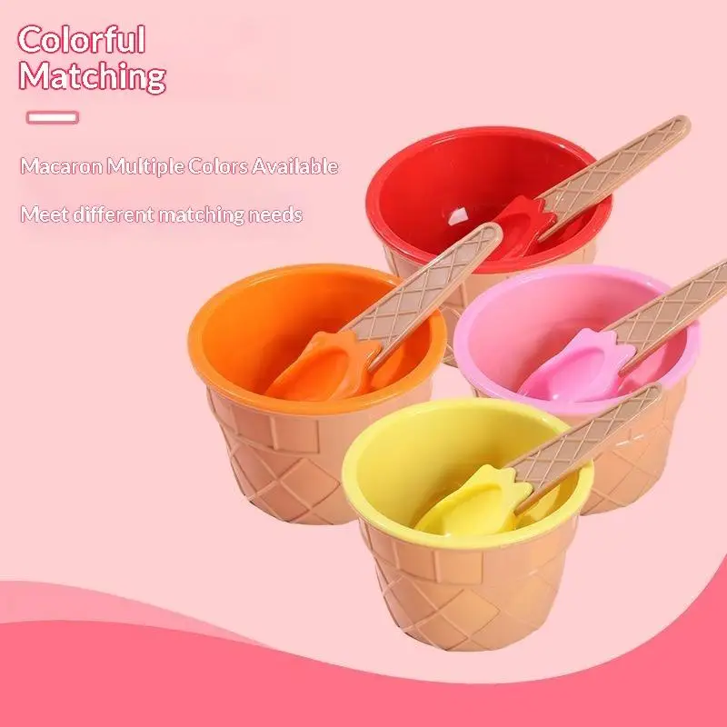 Vibrant Color Ice Cream Bowls With Spoons Dessert Sundae Dishes Set For Birthday Holiday Party Ice Cream Favor Gift Decor